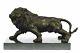 Angry Lion Rugissant Signée Barye Fonte Bronze Marbre Sculpture Statue Figurine