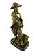 Antique Figurine Pirate En Bronze Sur Un Marbre Noir