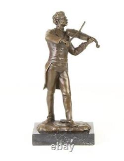 Antique Sculpture En Bronze De Johann Strauss Sur Un Marbre Noir Signée