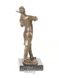 Antique Sculpture En Bronze De Johann Strauss Sur Un Marbre Noir Signée