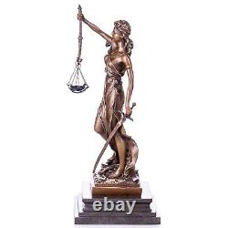 Antique Statue en bronze de la Justice Sur un marbre noir D'après Mayer