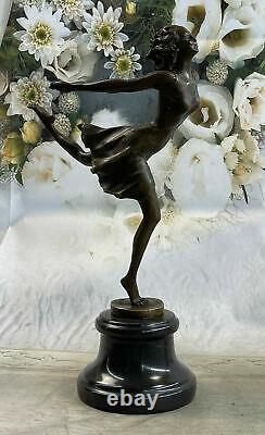 Art Déco Bronze Danseuse, Signée Degas uvre Sur Marbre Base Sculpture uvre