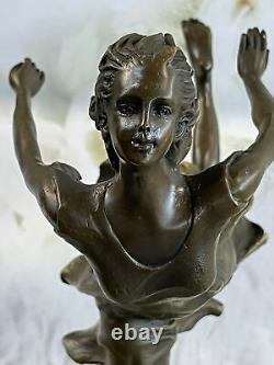 Art Déco Bronze Danseuse, Signée Degas uvre Sur Marbre Base Sculpture uvre