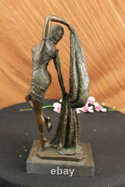 Art Déco Bronze Femme Signé Chiparus Musée Qualité Sur Marbre Base Figurine Nr