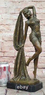 Art Déco Bronze Femme Signée Chiparus Musée Qualité Sur Marbre Base