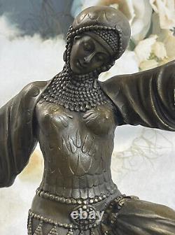 Art Déco Bronze Femme Signée Chiparus Musée Qualité Sur Marbre Socle