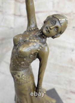 Art Déco Bronze Femme Signée Chiparus Musée Qualité Sur Marbre la Base