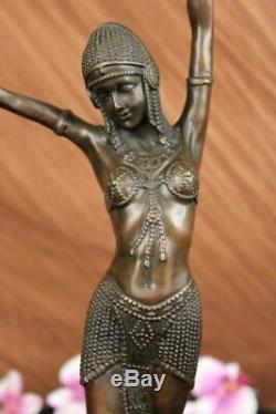 Art Déco Signé Danseur Danseuse Bronze Sculpture Marbre Statue Figurine Figurine
