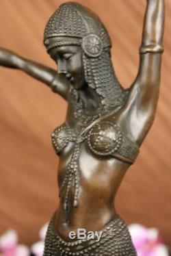 Art Déco Signé Danseur Danseuse Bronze Sculpture Marbre Statue Figurine Figurine