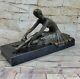 Art Déco Signée Danseur Bronze Sculpture Marbre Base Statue Figurine