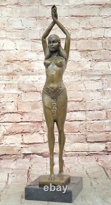 Art Déco Signée Danseur Danseuse Bronze Sculpture Marbre Statue Figurine Solde