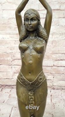 Art Déco Signée Danseur Danseuse Bronze Sculpture Marbre Statue Figurine Solde