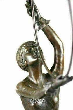 Art Déco Vintage Signé Preiss Marbre Bronze Semi Nu Femme Sculpture Figurine Nr