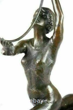 Art Déco Vintage Signée Preiss Marbre Bronze Semi Chair Femme Sculpture Figurine