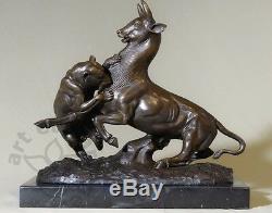 Art animalier, sculpture de Edouard. Delabrierre, bronze et marbre