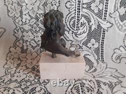Arte Romera statue de mariage signé en bronze massif socle en marbre Carrare