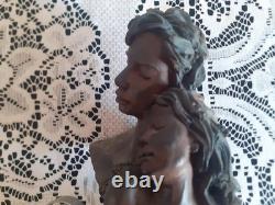 Arte Romera statue de mariage signé en bronze massif socle en marbre Carrare