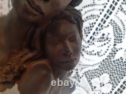 Arte Romera statue de mariage signé en bronze massif socle en marbre Carrare