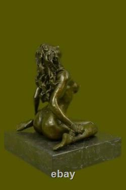 Artisanal Bronze Sculpture Solde Base Marbre Sur Sexe Art Nu Érotique Signé Gift