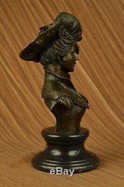 Artisanal Bronze Sculpture Soldes Marbre Buste Femme Sexy Grand Original Signé