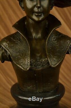Artisanal Bronze Sculpture Soldes Marbre Buste Femme Sexy Grand Original Signé