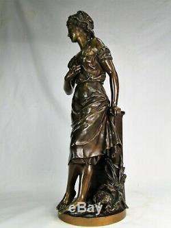 Belle Pendule 1900 Marbre Bronze Sculpture Femme Cendrillon Signee Ferville-suan