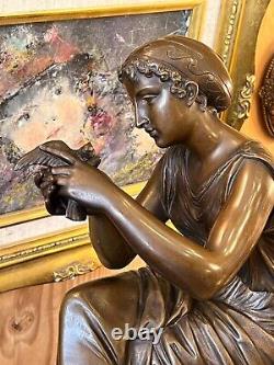 Belle Pendule De Cheminée Ancienne En Marbre Et Bronze Signé Guillot, XIXème