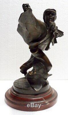 Belle STATUE ancienne bronze homme FRATELLI GUELIANETTI MILANO socle marbre