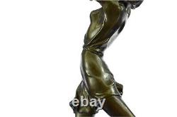 Belle Sculpture En Bronze Doré Sur Socle Marbre Signé Prof Hauteur Chiparus 61cm
