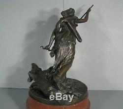 Bouchardon Sculpture Ancienne Bronze Diane Chasseresse Sanglier Fondeur Thiebaut