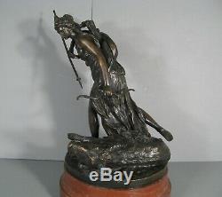 Bouchardon Sculpture Ancienne Bronze Diane Chasseresse Sanglier Fondeur Thiebaut
