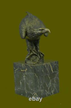 Bronze Aigle Prise Signé Bronze Sculpture Avec Marbre Base Miguel Lopez Solde