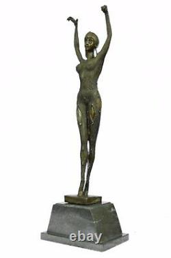 Bronze Art Déco Mer Danseuse Femme Figuratif Marbre Sculpture Signée Chiparus