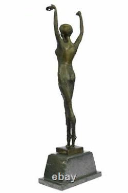 Bronze Art Déco Mer Danseuse Femme Figuratif Marbre Sculpture Signée Chiparus