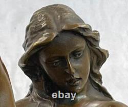 Bronze Art Déco Sculpture Nu Femme Avec / Marbre Base- Signée Nino Oliviono Déco