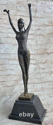 Bronze Art Décor Artisanal Danseuse Figuratif Marbre Sculpture Signée Chiparus