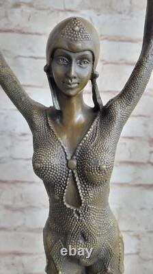 Bronze Art Décor Artisanal Danseuse Figuratif Marbre Sculpture Signée Chiparus