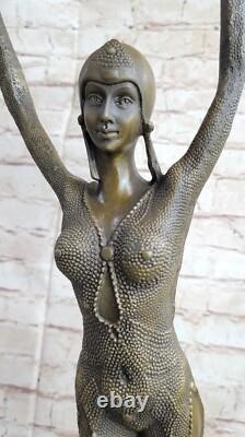 Bronze Art Décor Artisanal Danseuse Figuratif Marbre Sculpture Signée Chiparus