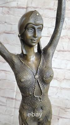 Bronze Art Décor Artisanal Danseuse Figuratif Marbre Sculpture Signée Chiparus