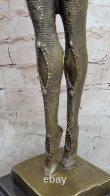 Bronze Art Décor Artisanal Danseuse Figuratif Marbre Sculpture Signée Chiparus