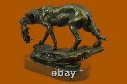 Bronze Déco Loup Protection Elle Cub Sculpture Marbre Statue Signé Barye Artwork