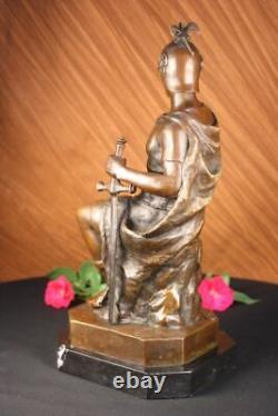 Bronze Marbre Sculpture Romain Dieu Guerrier Statue Signé Picault Figurine