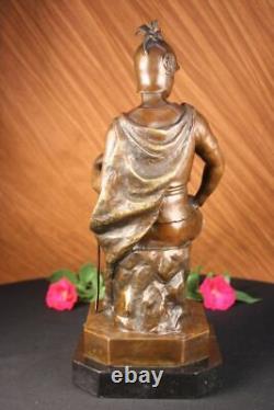 Bronze Marbre Sculpture Romain Dieu Guerrier Statue Signé Picault Figurine