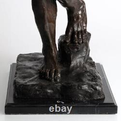 Bronze Sculpture Adam Signé A (Auguste) Rodin 1880 Énorme 87 CM Base en Marbre