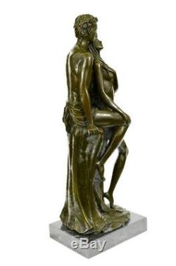 Bronze Sculpture Chair Couple Signée Fonte Marbre Base Figurine Figurine Décor
