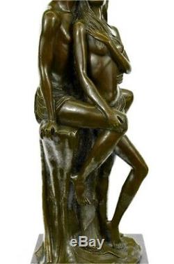 Bronze Sculpture Chair Couple Signée Fonte Marbre Base Figurine Figurine Décor