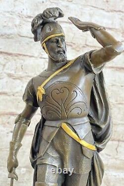 Bronze Sculpture Signée Pizarro Romain Legion Soldat Marbre Figurine Base