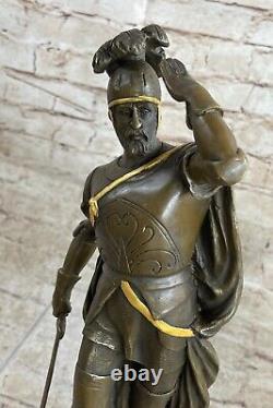 Bronze Sculpture Signée Pizarro Romain Legion Soldat Marbre Figurine Base