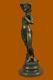 Bronze Sculpture Statue Drapé Femme Sur Marbre Base Signé J. Cassaigne Art Décor