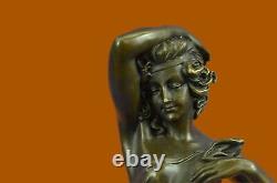 Bronze Sculpture Statue Signé Art Moderne Original Sexy Girl Marbre Base Artwork